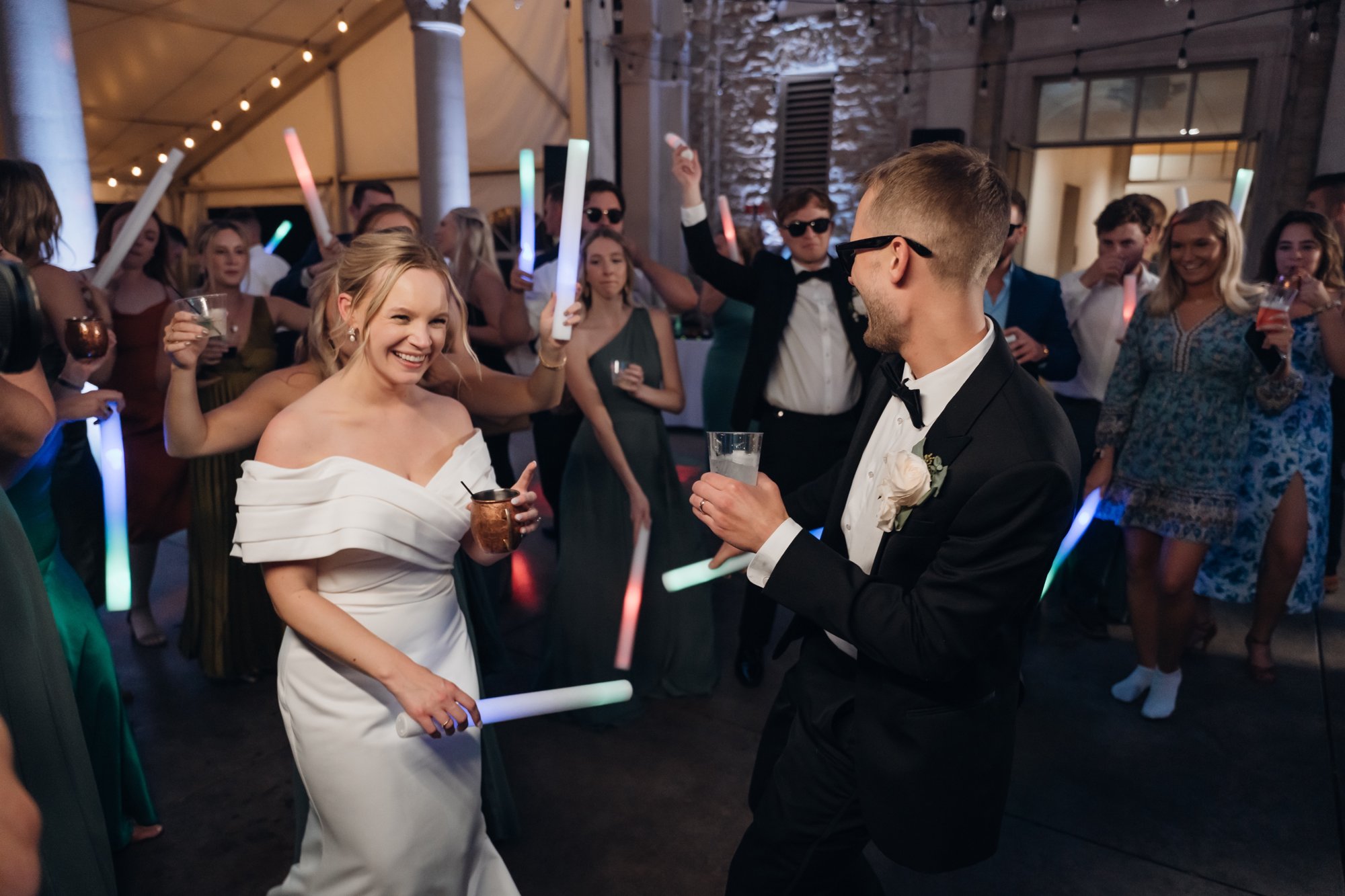 Reception celebration on the dance floor